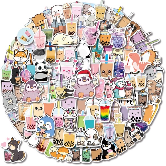 Kawaii Bubble Tea 12 Vinyl Stickers - Mystery Bundle - Picture 1 of 6